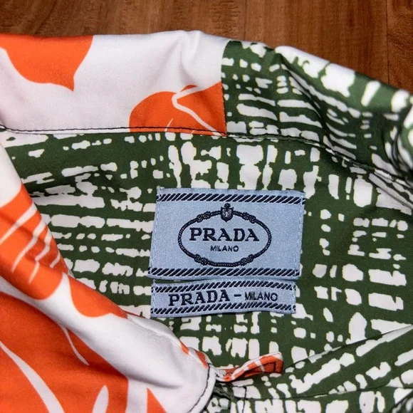 Prada - green/orange/white Printed cotton Shirt